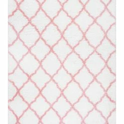 Best Pirce 🥰 NuLOOM Soft And Plush Cloudy Shag Trellis Rug, Baby Pink, 3'3"x5' 👍