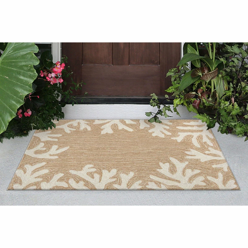Buy β€οΈ Liora Manne Capri Coral Border Indoor/Outdoor Rug, Neutral, 2'x3' π