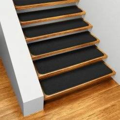 Wholesale β House Home & More Set Of 12 Skid-Resistant Carpet Stair Treads Black, 8"x23.5" β