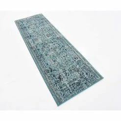 Best Sale 🎁 Unique Loom Light Blue Salamanca Medici 2' 2 X 6' 7 Runner Rug 💯