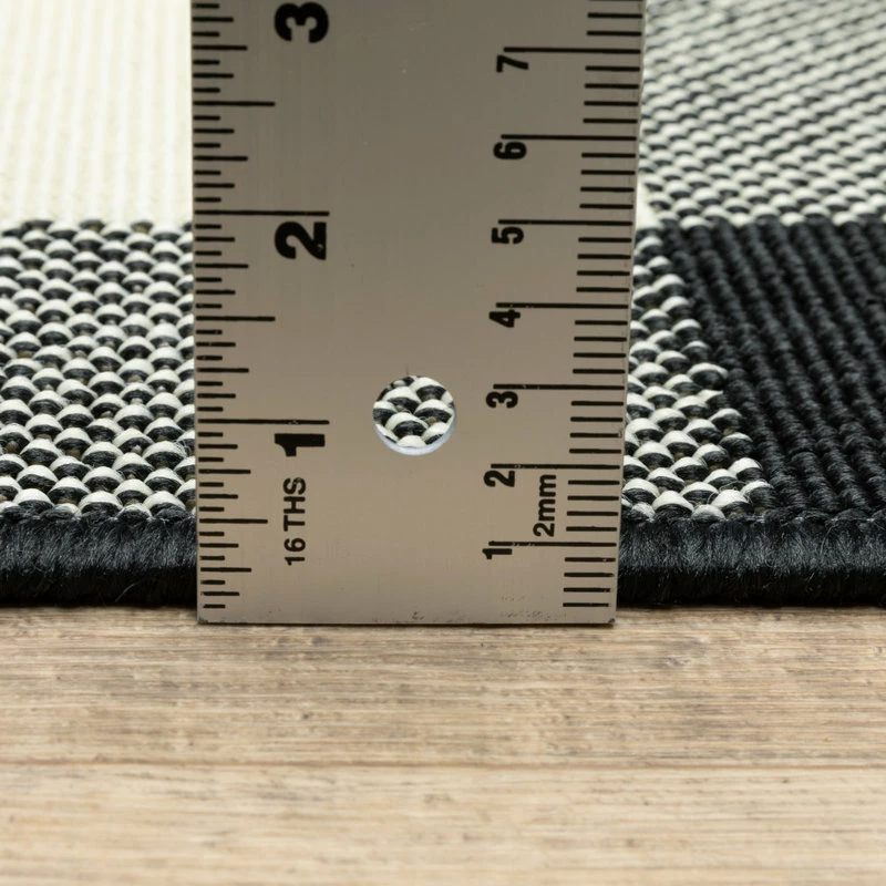 New βοΈ Newcastle Home Martinique Gingham Check Black/ Ivory Indoor/Outdoor Area Rug, 6'7"x9'6" π - Image 12