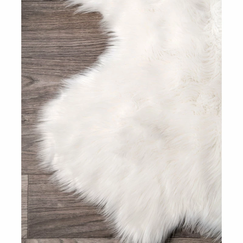 Best Pirce π₯° NuLOOM Faux Sheepskin Shag Area Rug, White, 5'3"x6' π - Image 4