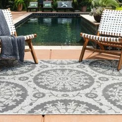 Top 10 🛒 Unique Loom Gray Medallion Outdoor 2'x3' Area Rug ⭐