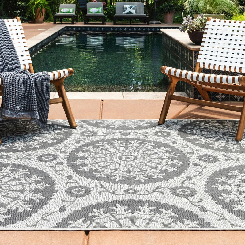 Top 10 π Unique Loom Gray Medallion Outdoor 2'x3' Area Rug β