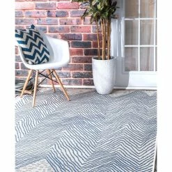 Best Sale 👍 NuLOOM Geometric Chevron Outdoor Area Rug, Blue, Blue, 6'3"x9'2" ✔️