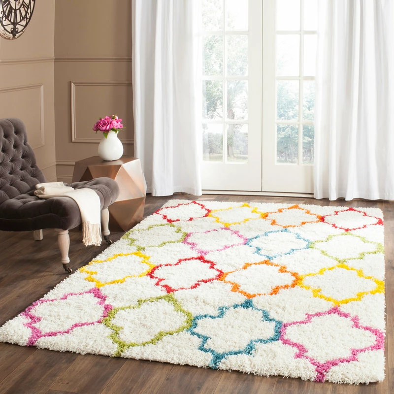 Deals π Safavieh Kids Shag Collection SGK569 Rug, Ivory/Multi, 8'6" X 12' π - Image 2