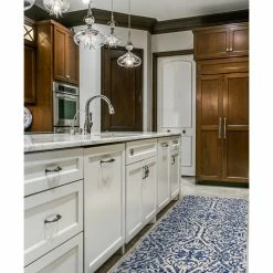 Brand new 🔥 Feizy Rugs Weave & Wander Carini Scroll Print Textured Rug, Blue, 2'7"x8' ⭐