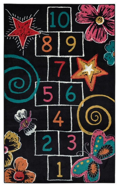 Promo π Mohawk Home Hopscotch Chalk Black Rug, 5'x8' π