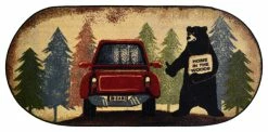 Discount ⭐ Mayberry Rugs Cozy Cabin Hitchhiking Bear Lodge 20"x44" Accent Rug ⭐